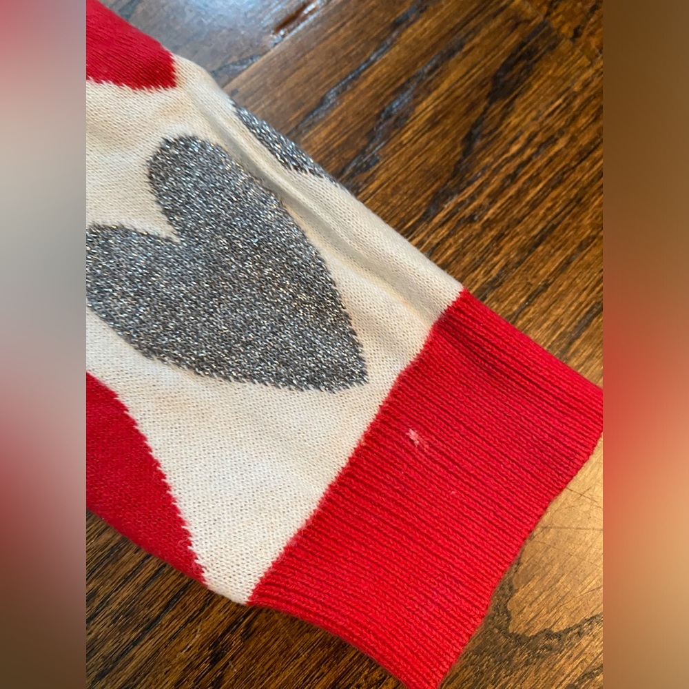 Hatley- valentines holiday Girls Red & Gray Heart Knit Sweater Dress Top size 4 - Picture 8 of 11